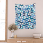Mid Century Modern Pattern Blue Wall Tapestry Gallery Image 2