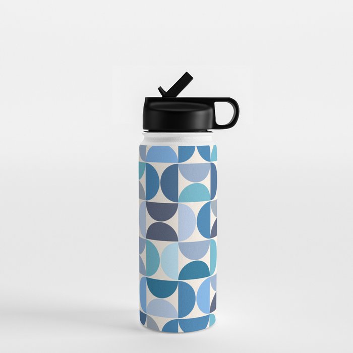 Mid Century Modern Pattern Blue Water Bottle Gallery Image 1