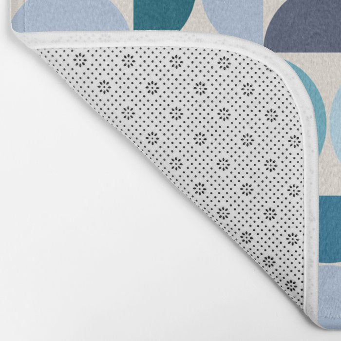 Mid Century Modern Pattern Blue Bath Mat Gallery Image 2