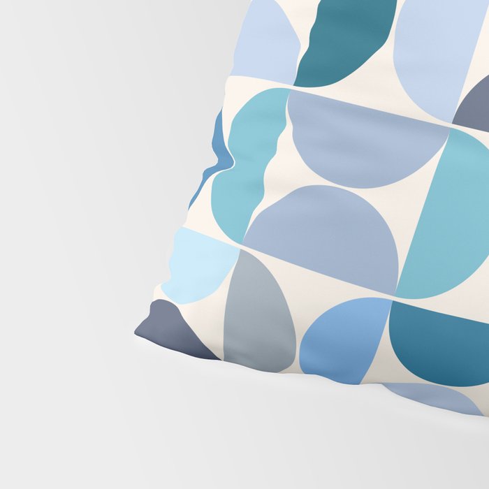 Mid Century Modern Pattern Blue Pillow Sham Gallery Image 4
