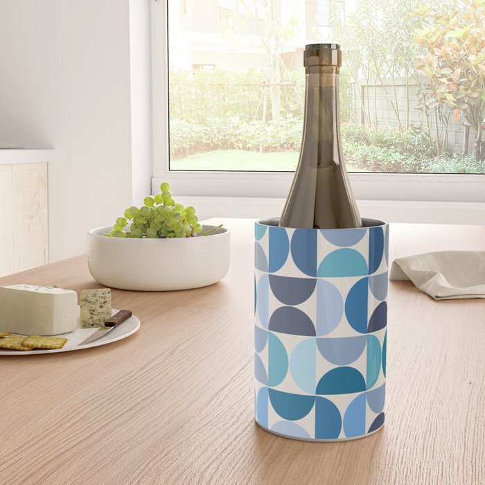 Mid Century Modern Pattern Blue Wine Chiller Gallery Image 4