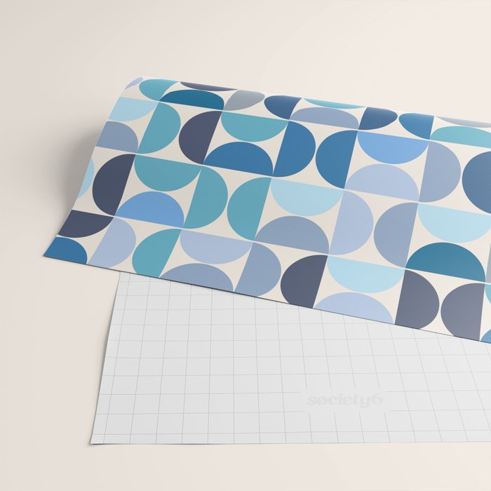 Mid Century Modern Pattern Blue Wrapping Paper Gallery Image 2