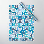Mid Century Modern Pattern Blue Wrapping Paper Gallery Image 1