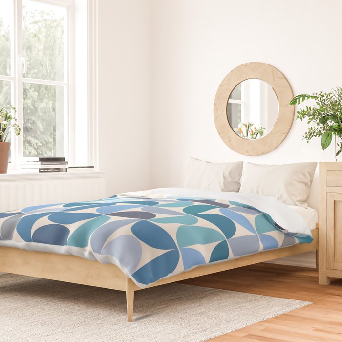 Mid Century Modern Pattern Blue Duvet Cover Gallery Image 2