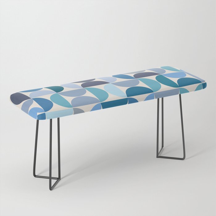 Mid Century Modern Pattern Blue Bench Gallery Image 1