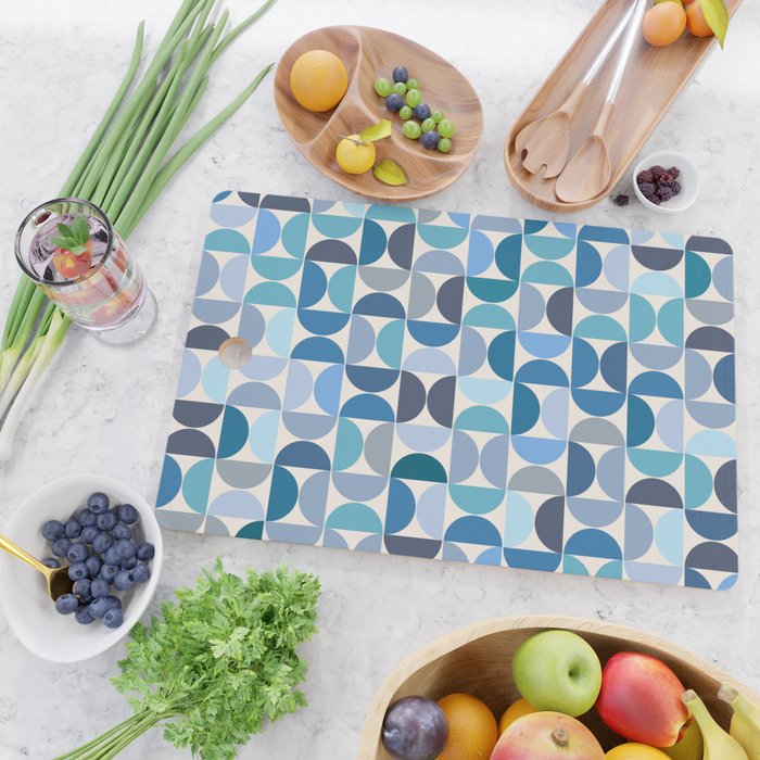Mid Century Modern Pattern Blue Cutting Board Gallery Image 2