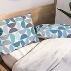 Mid Century Modern Pattern Blue Pillow Sham Gallery Image 2