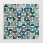 Mid Century Modern Pattern Blue Wood Wall Art Gallery Image 1
