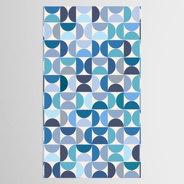 Mid Century Modern Pattern Blue Tablecloth Gallery Image 2