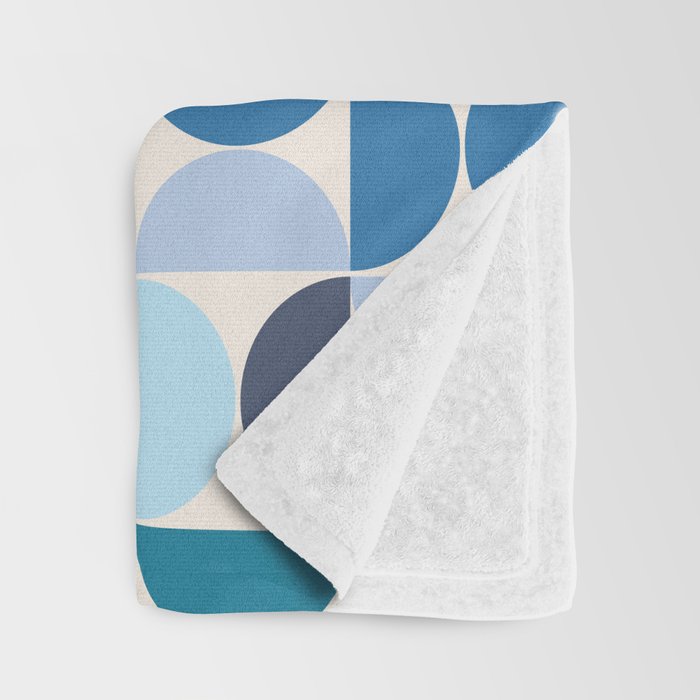 Mid Century Modern Pattern Blue Throw Blanket Gallery Image 3