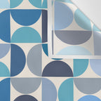 Mid Century Modern Pattern Blue Wall Tapestry Gallery Image 3