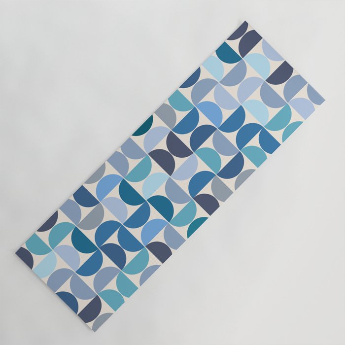 Mid Century Modern Pattern Blue Yoga Mat Gallery Image 1