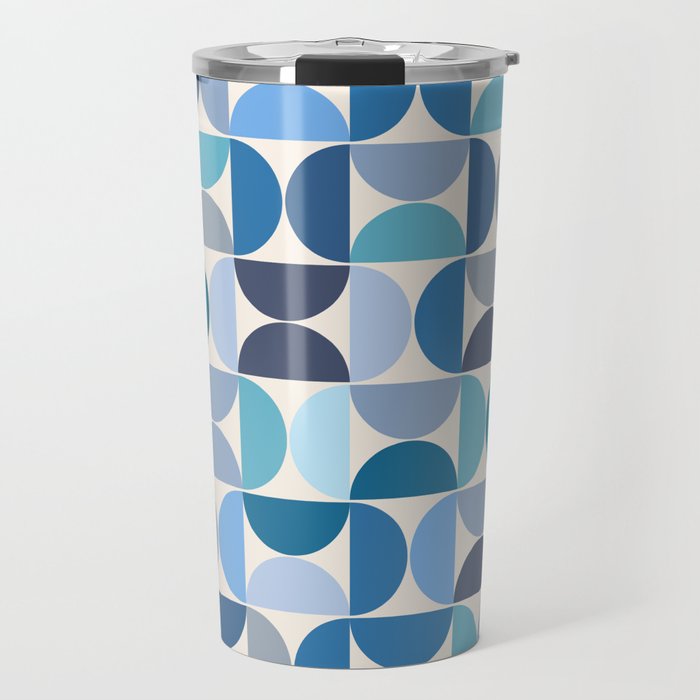Mid Century Modern Pattern Blue Travel Mug Gallery Image 1