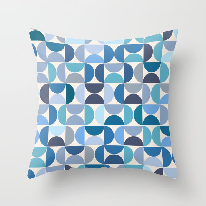 Mid Century Modern Pattern Blue Throw Pillow Gallery Image 6