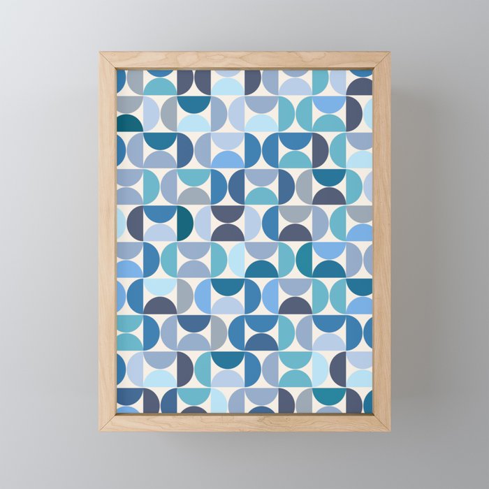 Mid Century Modern Pattern Blue Mini Art Print Gallery Image 1