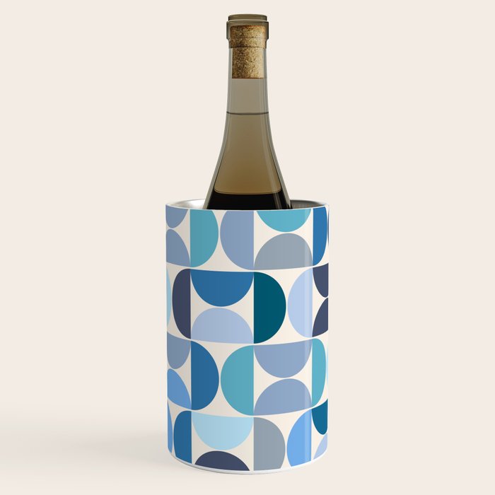 Mid Century Modern Pattern Blue Wine Chiller Gallery Image 2