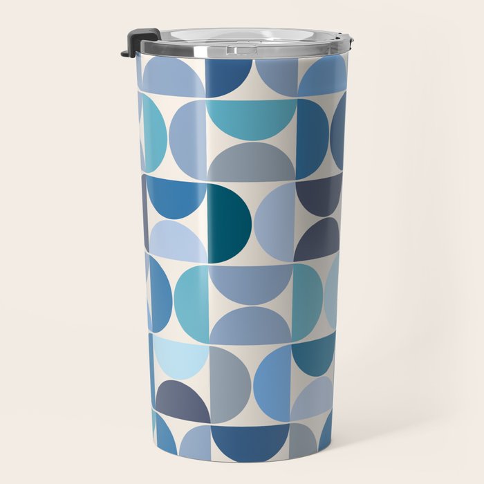 Mid Century Modern Pattern Blue Travel Mug Gallery Image 3