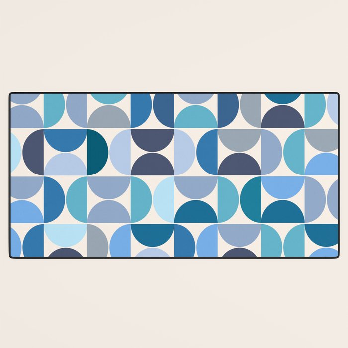 Mid Century Modern Pattern Blue Desk Mat Gallery Image 3