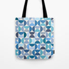 Mid Century Modern Pattern Blue Tote Bag Gallery Image 1