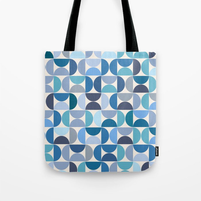 Mid Century Modern Pattern Blue Tote Bag Gallery Image 1
