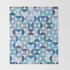 Mid Century Modern Pattern Blue Throw Blanket Gallery Image 2