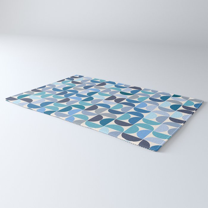 Mid Century Modern Pattern Blue Rug Gallery Image 3