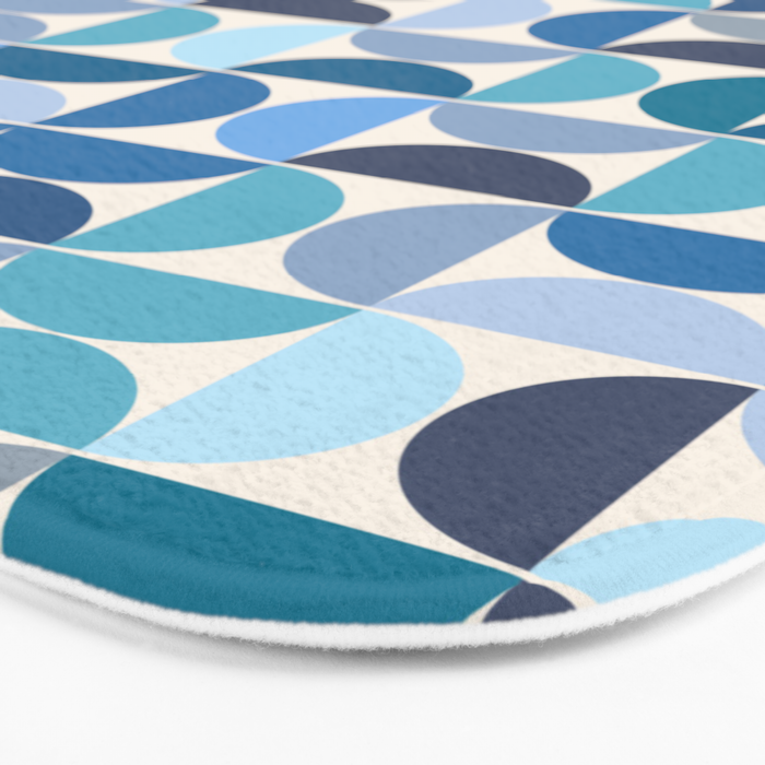 Mid Century Modern Pattern Blue Bath Mat Gallery Image 3
