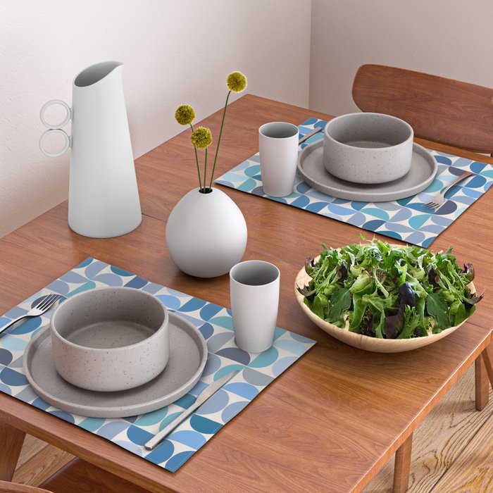 Mid Century Modern Pattern Blue Placemat Gallery Image 2