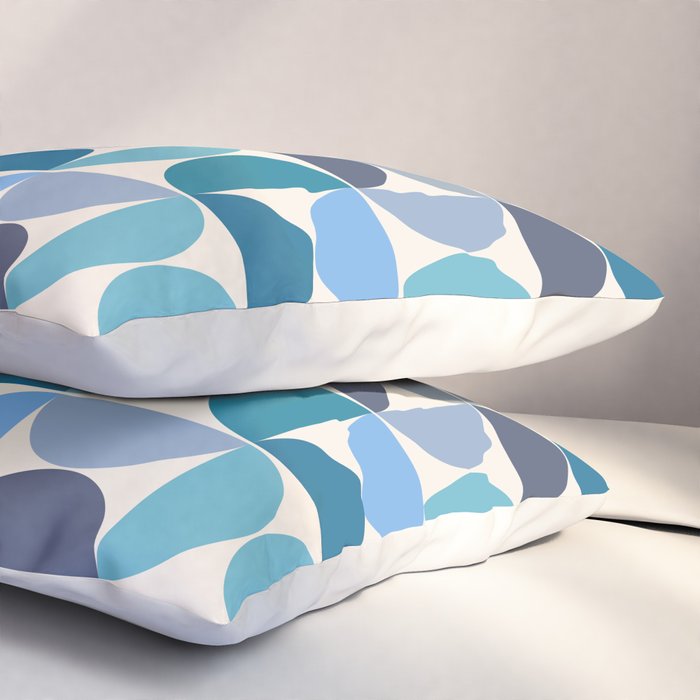 Mid Century Modern Pattern Blue Pillow Sham Gallery Image 3