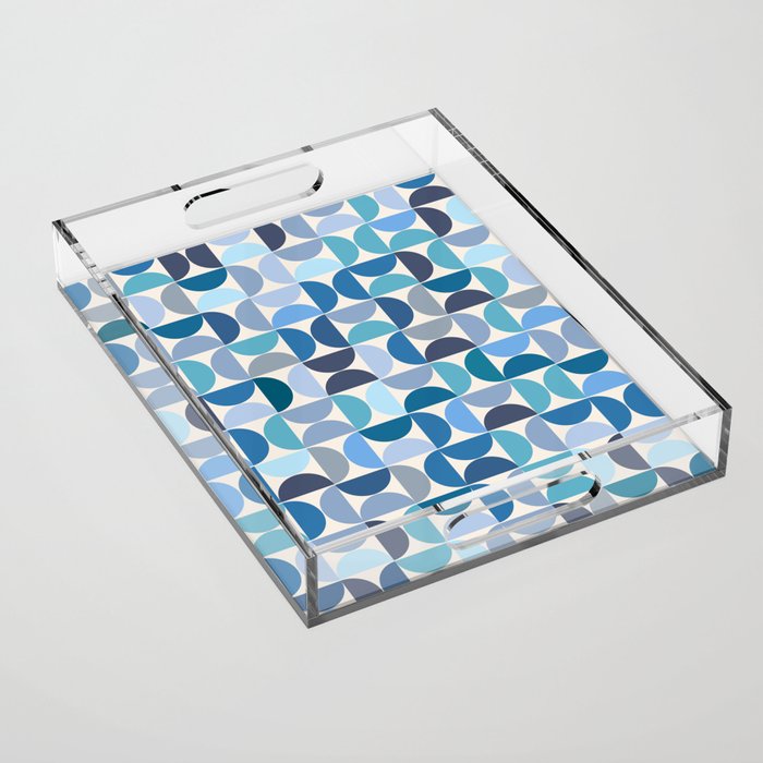Mid Century Modern Pattern Blue Acrylic Tray Gallery Image 1