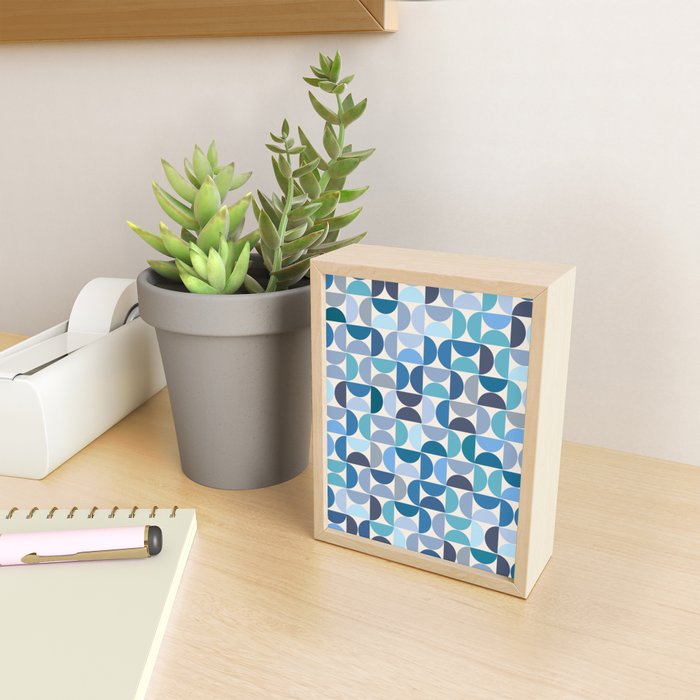 Mid Century Modern Pattern Blue Mini Art Print Gallery Image 2