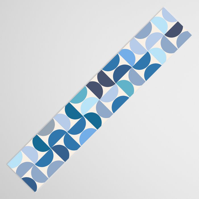 Mid Century Modern Pattern Blue Table Runner Gallery Image 3