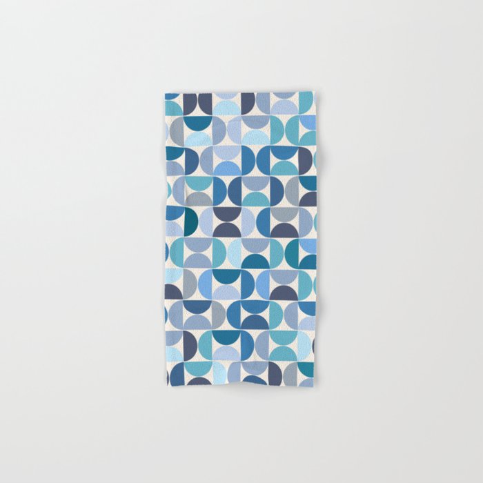 Mid Century Modern Pattern Blue Bath Towel Gallery Image 1