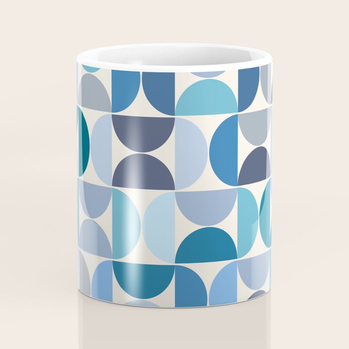 Mid Century Modern Pattern Blue Coffee Mug Gallery Image 4
