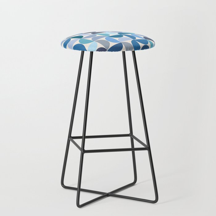 Mid Century Modern Pattern Blue Stool Gallery Image 1