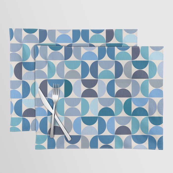 Mid Century Modern Pattern Blue Placemat Gallery Image 1
