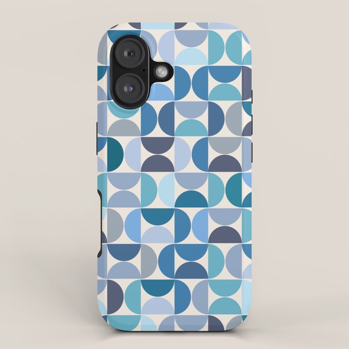 Mid Century Modern Pattern Blue iPhone Case Gallery Image 1