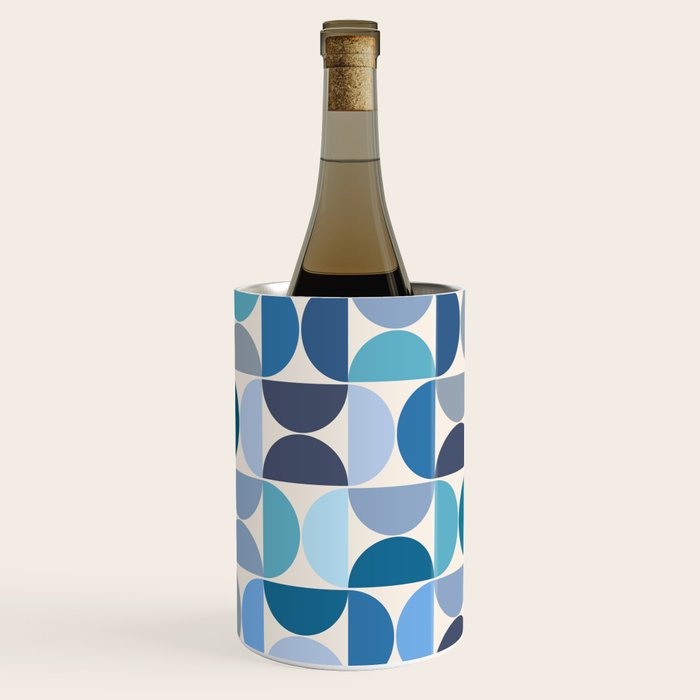 Mid Century Modern Pattern Blue Wine Chiller Gallery Image 1