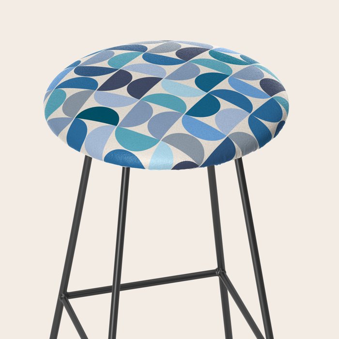 Mid Century Modern Pattern Blue Stool Gallery Image 2