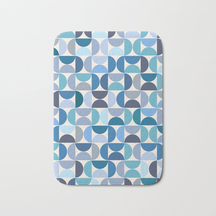 Mid Century Modern Pattern Blue Bath Mat Gallery Image 1
