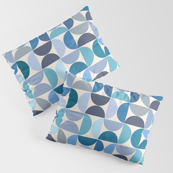 Mid Century Modern Pattern Blue Pillow Sham Gallery Image 3