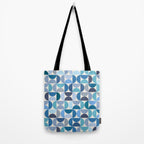 Mid Century Modern Pattern Blue Tote Bag Gallery Image 2