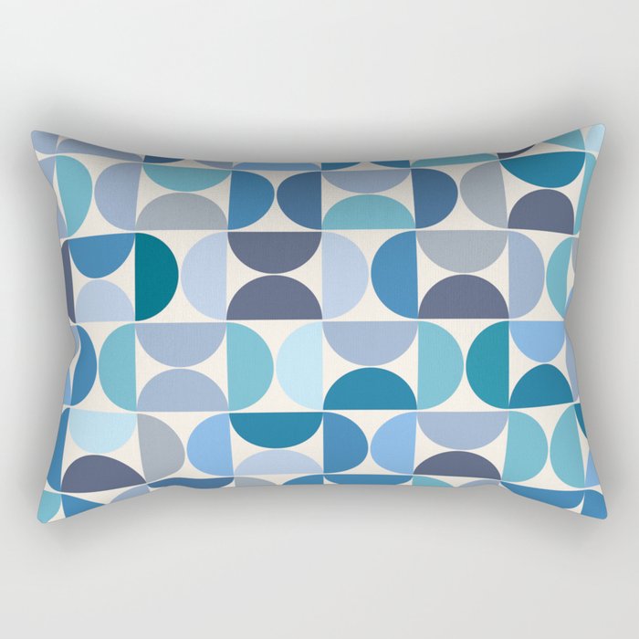 Mid Century Modern Pattern Blue Rectangular Pillow Gallery Image 1
