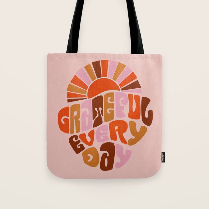 Grateful Everyday - 70s Hippie Style  Tote Bag Gallery Image 1