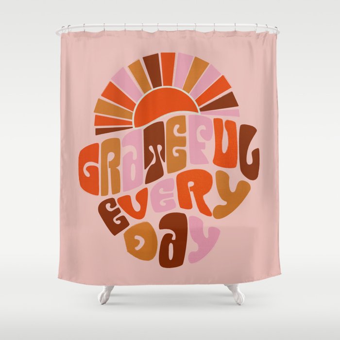 Grateful Everyday - 70s Hippie Style  Shower Curtain Gallery Image 1