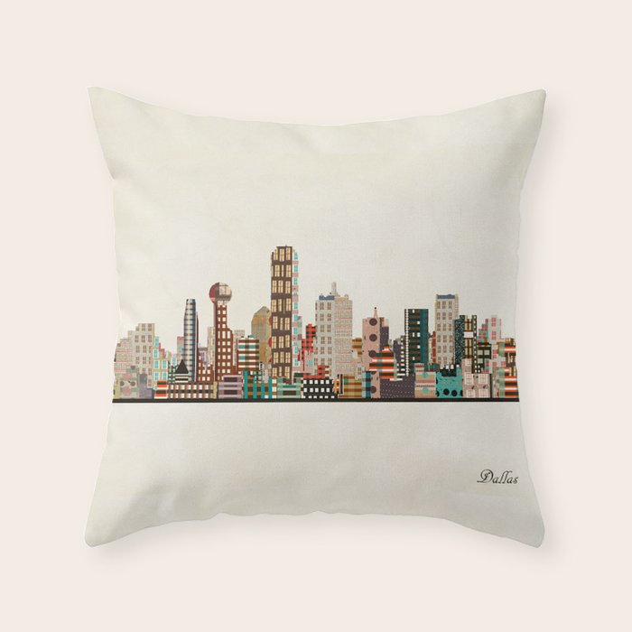 dallas skyline Throw Pillow Gallery Image 1