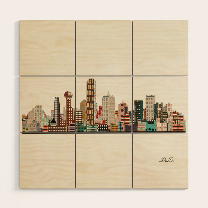 dallas skyline Wood Wall Art Gallery Image 1