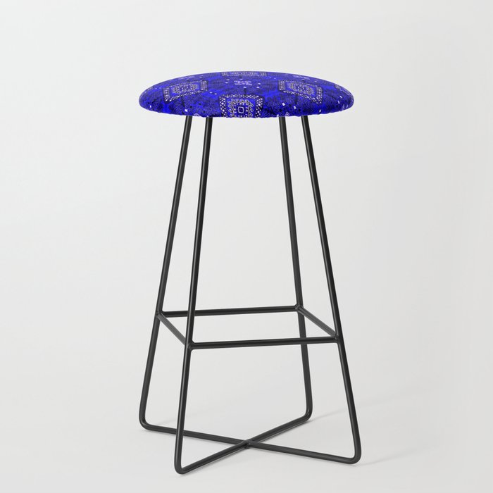 Oriental Opulence: Royal Blue Velvet Moroccan Majesty Stool Gallery Image 1