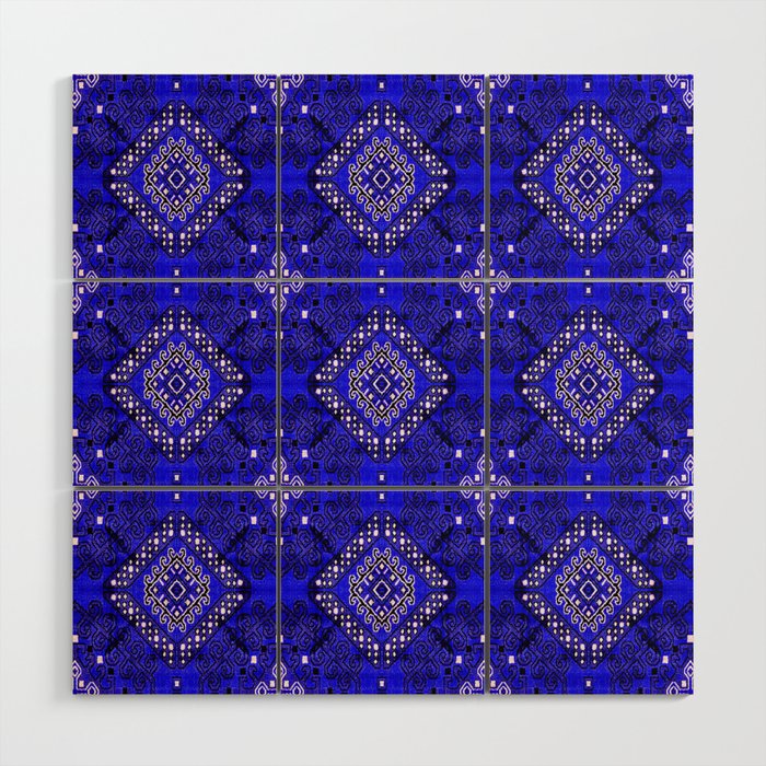 Oriental Opulence: Royal Blue Velvet Moroccan Majesty Wood Wall Art Gallery Image 1