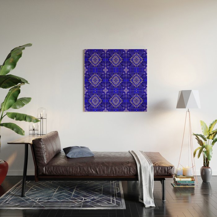 Oriental Opulence: Royal Blue Velvet Moroccan Majesty Wood Wall Art Gallery Image 2